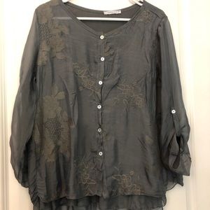 Bohemian Style Dark Gray Layered Blouse